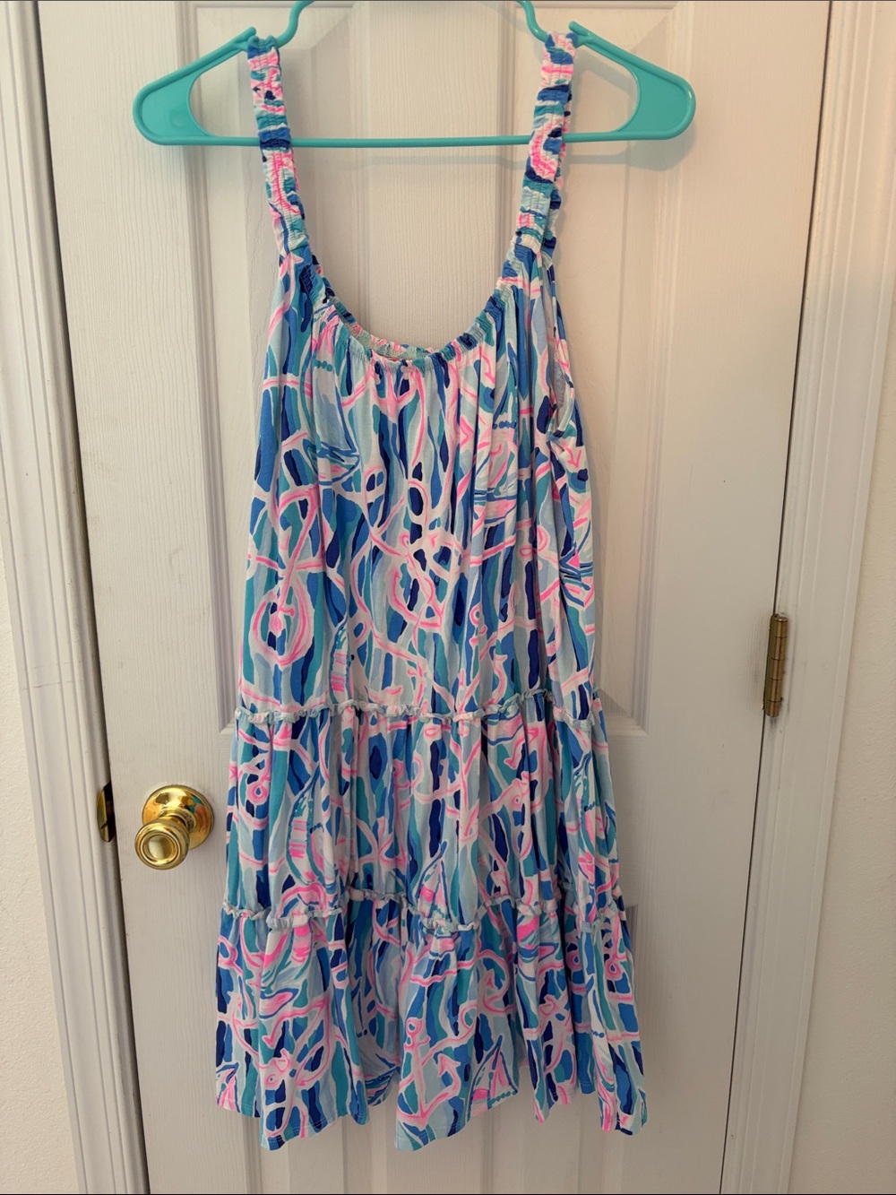 Lilly Pulitzer Blue & Pink Printed Tiered Sundress